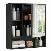 COSTWAY Hängeschrank Spiegelschrank, Badschrank mit verstellbaren Ablagen