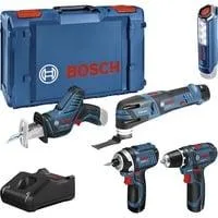 Werkzeug-Set 12Volt 5-teilig, GOP + GSR + GDR + GSA + GLI blau, 3x Li-Ionen Akku 2,0Ah