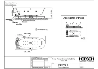 Hoesch Monolith Einbau Whirlwanne iSensi Vorwand 1800x800 links mit Reviva II 3849E.010305002