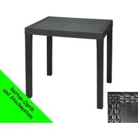 Progarden Gartentisch Terrassentisch Anthrazit Rattanoptik 78,5x65cm Wetterfest (Stück, 1-St., Packung), UV-Beständig, Robust, Wetterfest, Made in Italy, Hochwertig