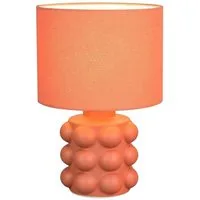 Reality Leuchten Tischleuchte KATE, Apricot, Keramik, Stoffschirm, Bubble-Optik, ohne Leuchtmittel, Schnurschalter, Ø 20 x H 30 cm