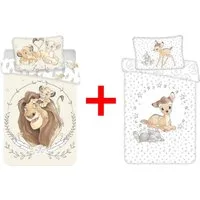 Disney Kinderbettwäsche Disney König der Löwen + Bambi Babybettwäsche 100x135cm 2er-Set, Renforcé, 2 teilig