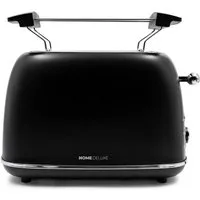 HOME DELUXE Toaster MAJESTIC - Matt Schwarz, 2 kurze Schlitze, für 2 Scheiben, 815 W, entnehmbarer Brötchenaufsatz, Retro Toaster