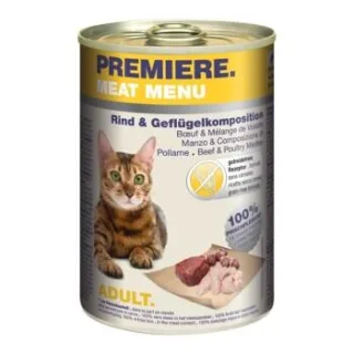PREMIERE Meat Menu Nassfutter Katze Adult Rind und Geflügelkomposition 12x400 g
