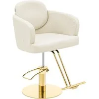 Physa Armlehnstuhl Friseurstuhl mit Fußstütze Barber-Stuhl 200 kg Winsford Creme & Gold, Creme­far­ben, Golden