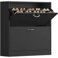 Homfa Schuhschrank mit 2/3 Klappen Schuhregal (1-St) Schuhkipper weiß 2 Türen/3Türen 80/100 x 80 x 23.5cm