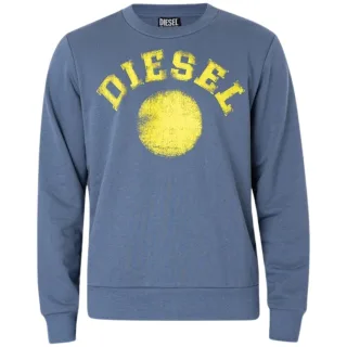 Diesel Distressed Dot Logo Blaues Sweatshirt