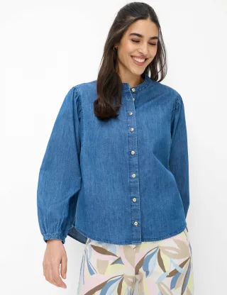 Brax Damen Bluse Style VALERIA indigo mood, denim blau, Gr. 36
