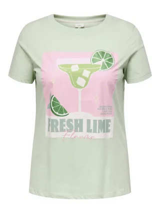 ONLY CARMAKOMA - CARADDISON S/S O-NECK REG TEE JRS Green Lily - Gr. - M-46/48