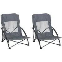 relaxdays Campingstuhl Faltbarer Strandstuhl im 2er Set, grau