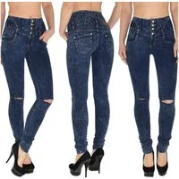 ESRA Skinny-fit-Jeans J22 Risse High Waist Damen Jeans Skinny Hose mit 4 Knöpfen Stretch Jeans