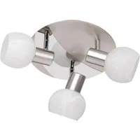 Reality Leuchten LED Deckenstrahler, Dimmfunktion, LED wechselbar, Warmweiß, innen über Kücheninsel & im Treppenhaus Lampenschirme Glas Weiß, Ø22cm