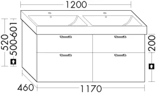 Burgbad Waschtischunterschrank zu Keramik System 30 Preisgruppe 2 Echo 520x1170x460 Rauchgrün WYLY117F6920