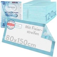 Inkontinenzauflage Bettunterlage mit Fixierstreifen, saugstarke Krankenunterlagen Harmony Care, rutschfeste Inkontinenzunterlagen einweg Nässeschutzauflage