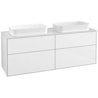 Villeroy und Boch Finion Waschtischunterschrank G31100GF 160x60,3cm, Emotion, Abdeckplatte white matt, Glossy white lacquer