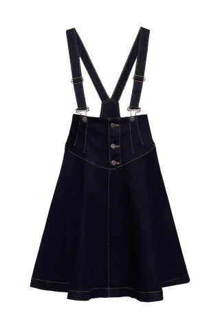 Queen Kerosin Damen Denim Latzrock