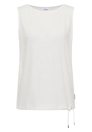 CECIL - Top in Rippstruktur mit U-Boot-Ausschnitt vanilla white - Gr. - S