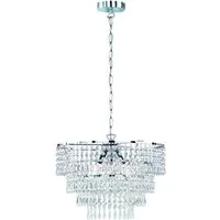 Reality Leuchten LED Kronleuchter, Dimmfunktion, LED wechselbar, Warmweiß, Kristall Pendelleuchte über Esstisch und Couchtisch hängend Ø 42cm