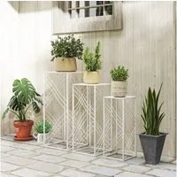 Outsunny Blumenständer 50/60/70 cm hoch (stapelbar Pflanzenregal, 3 St., Pflanzenständer), für Wohnzimmer, Garten Balkon Deko, Weiß