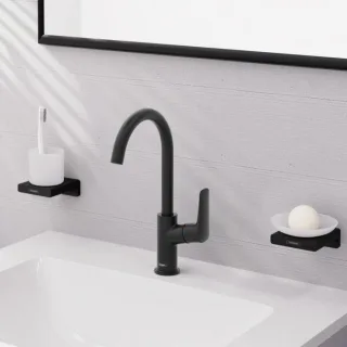 hansgrohe Logis Waschtischarmatur 71130670 Ablaufgarnitur Kunststoff Zugstange, mit Schwenkauslauf