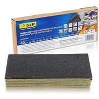 S&R Schleifpapier Wasserfestes Schleifpapier, Schleifblätter Satz, Siliziumkarbid-Korn, (Set, 60 St., 15 Körnungen P80 bis P3000), Schmirgelpapier, für Trockenpolitur und Nasspolitur, Nassschleifpapier