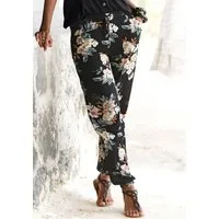LASCANA Strandhose aus luftig leichtem Jerseystoff mit Blumendruck, Jerseyhose, luftige Sommerhose, Schlupfhose