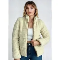 fashionshowcase Plüschjacke Plüschjacke Damen Teddy Pufferjacke mit Reißverschluss