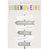 Perleberg Grußkarten Jugendweihe Glückwunschkarte im Format 115 x 17cm mit Umschlag uniq2