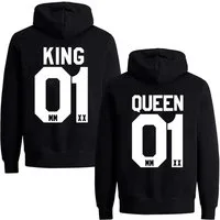 Couples Shop Kapuzenpullover KING & QUEEN Hoodie Pullover Set mit modischem Print