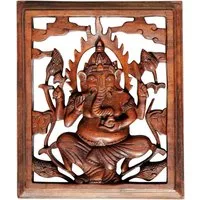 Wogeka Wanddekoobjekt Wand-Relief 30 cm Asien Feng Shui rechteckig Wanddeko, Buddha oder Ganesha