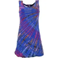 Guru-Shop Midikleid Batik Minikleid, Boho Tank-Kleid - blau alternative Bekleidung