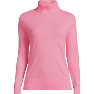 Rollkragen-Pullover aus Kaschmir, Damen,  Pink, Kaschmir, by Lands' End