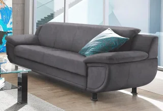 TRENDMANUFAKTUR 3-Sitzer "Rondo, Breite 207 cm, breite Armlehnen, Füße schwarz" Big-Sofa wahlweise mit Federkern, in verschiedenen Bezügen bestellbar