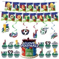 CLTYQ Dekohänger 2026 Weltfußball-Party-Dekorationen, 46-teiliges Party-Set (46 St), mit Hintergrundbanner, Tortendekoration