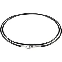 Auroris Kette ohne Anhänger aus Lederimitat Dicke 2mm schwarz mit Edelstahl Karabinerverschluss (ohne Verbindungsring), Made in Germany