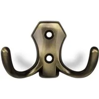 SO-TECH® Garderobenhaken LENA, Lochabstand 20 mm, zwei Größen, Metall massiv, Messingoptik brüniert, Höhe 48 mm, 2-fach, inkl. Schrauben