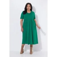 Ulla Popken Maxikleid Maxikleid A-Linie Jersey V-Ausschnitt Halbarm