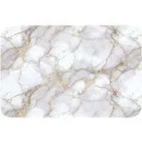 OnlyWow Badematte Weiß - Gold - Marmor - Grau, Höhe 10 mm, Polyester, Rechteckig, Badezimmerteppich, Badteppich, Rutschfest, Badvorleger, Waschbar