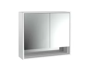 emco LED-Lichtspiegelschrank Loft mit Unterfach Aufputz, 800 mm, 2-türig, breite Tür links Rückwand 979805210