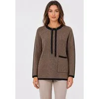 Passioni Strickpullover Sweatshirt mit Strass-Kordeln und Vordertasche