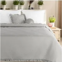 Design91 Tagesdecke BELLA RÜSCHE, Bettüberwurf mit Rüschen, elegante Tagesdecke, weiche Struktur