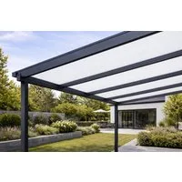 DREKU Terrassendach Aluminium 7016FS anthrazit, Stegplatten opal, BxT: 300x300 cm, (Bausatz), Bausatz zur Selbstmontage