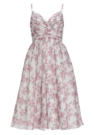 hey kyla - Midikleid aus Chiffon mit floralem Print ivory/rose - Gr. - 36