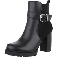 Ital-Design Damen Freizeit High-Heel-Stiefelette (88489425) Blockabsatz Stiefeletten in Schwarz