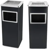 JEOBEST Mülleimer 35L Standaschenbecher Aschenbecher mit Mülleimer, (2-St, Eckig) Edelstahl, Abfalleimer mit Inneneimer