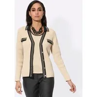 creation L Strickjacke Pima-Baumwoll-Twinset Kurzarm Rippoptik, Jersey