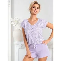 Donna Shorty mit Blumen-Druck (2 tlg) Basic Shorts in Lavendel, 100?% Baumwolle