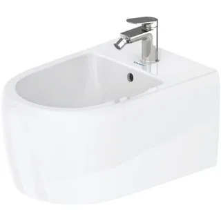 Duravit Collection One Wand Bidet 2263150000 38,5x57cm, mit Hahnloch, Überlauf, Hahnlochbank, weiß Hochglanz