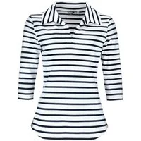 modAS Poloshirt 25602 Damen Shirt mit Polokragen und Streifen aus Baumwolle