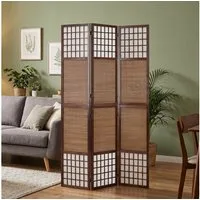 Homestyle4u Paravent Raumteiler Sondergröße 2m Höhe Sichtschutz Schwarz Holz Indoor faltbar (3-teilig), Trennwand, faltbar